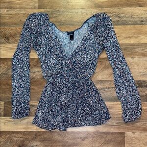 Daytrip by Buckle  Long Sleeve Women's Top babydoll sheer floral size M